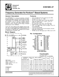 ICS9169CJ-27 datasheet: Frequency generator for Pentium based system ICS9169CJ-27