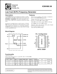 ICS9169CF-36 datasheet: Low cost 20-pin frequency generator ICS9169CF-36