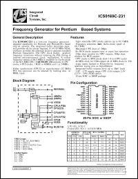 ICS9169CF-231 datasheet: Frequency generator for Pentium based system ICS9169CF-231