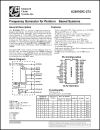 ICS9169CM-272 datasheet: Frequency generator for Pentium based system ICS9169CM-272