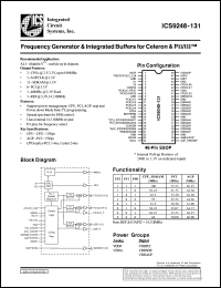 ICS9248F-131-T datasheet: Frequency generator and integrated buffer for Celeron and PII/III ICS9248F-131-T