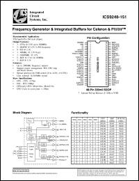 AV9248F-151-T datasheet: Frequency generator and integrated buffer for Pentium II/III, Celeron AV9248F-151-T