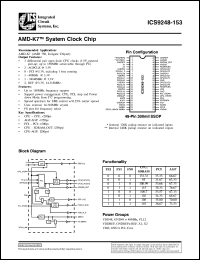 ICS9248F-153-T datasheet: AMD-K7 system clock chip ICS9248F-153-T