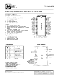 ICS9248G-150-T datasheet: Frequency generator for multi-processor server ICS9248G-150-T