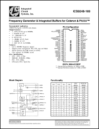 ICS9248F-169-T datasheet: Frequency generator and integrated buffer for Celeron and PII/III ICS9248F-169-T