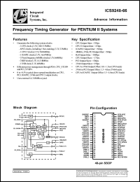 ICS9248F-66 datasheet: Frequency timing generator  for Pentium II system ICS9248F-66