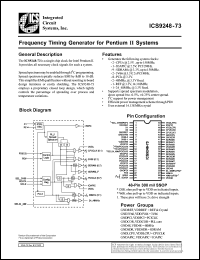 ICS9248F-73 datasheet: Frequency timing generator  for Pentium II system ICS9248F-73