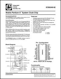 AV9248G-92 datasheet: Mobile Pentium II system clock chip AV9248G-92