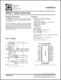 ICS9248F-64 datasheet: AMD-K7 system clock chip ICS9248F-64
