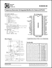 ICS9250F-08 datasheet: Frecuency generator and integrated buffer for Celeron and PII/III ICS9250F-08