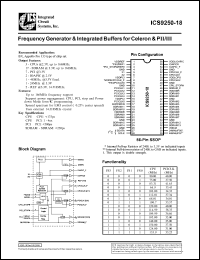 ICS9250F-18 datasheet: Frecuency generator and integrated buffer for Celeron and PII/III ICS9250F-18
