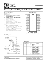 ICS9250F-16 datasheet: Frecuency generator and integrated buffer for Celeron and PII/III ICS9250F-16