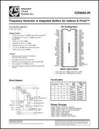 ICS9250F-29-T datasheet: Frecuency generator and integrated buffer for Celeron and PII/III ICS9250F-29-T