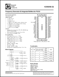 ICS9250F-32-T datasheet: Frecuency generator and integrated buffer for  PII/III ICS9250F-32-T