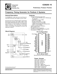 ICS9250F-10-T datasheet: Frecuency timing generator  for  Pentium II system ICS9250F-10-T