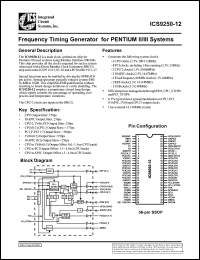 ICS9250F-12-T datasheet: Frecuency timing generator  for  Pentium II/III system ICS9250F-12-T