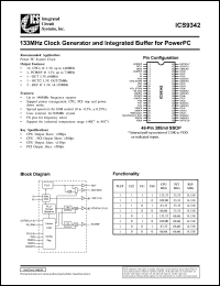 ICS9342F-T datasheet: 133MHz clock generator  and integrated buffer for  powerPC ICS9342F-T