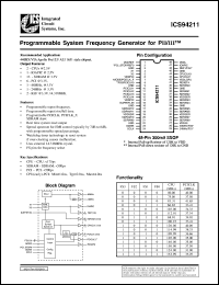 ICS94211F-T datasheet: Programmable system frequency generator for PII/III ICS94211F-T