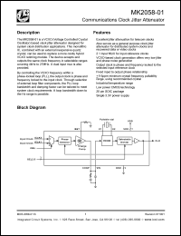 MK2058-01SI datasheet: Communication clock jitter attenuator MK2058-01SI