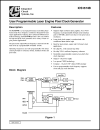 ICS1574BM datasheet: User programmable laser engine pixel clock generator ICS1574BM
