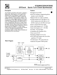 ICS301MT datasheet: 200 MHz QTClock quick turn clock synthesizer ICS301MT