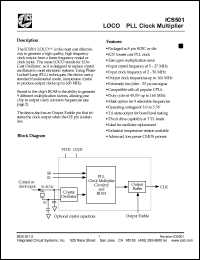 ICS501MI datasheet: LOCO PLL clock multiplier ICS501MI