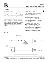 ICS502MIT datasheet: LOCO PLL clock multiplier ICS502MIT