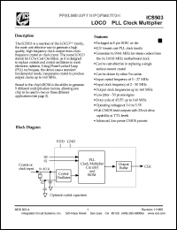 ICS503MT datasheet: LOCO PLL clock multiplier ICS503MT