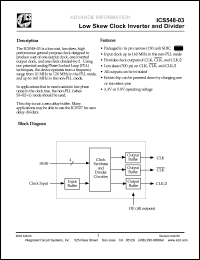 ICS548M-03 datasheet: Low skew clock inverter and divider ICS548M-03