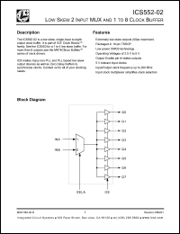 ICS552G-02T datasheet: Low skew 2 input MUX and  1 to 8 clock buffer ICS552G-02T