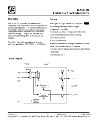 ICS580M-01 datasheet: Glitch-free clock multiplexer ICS580M-01