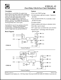 ICS581G-01 datasheet: Zero-delay glitch-free clock multiplexer ICS581G-01