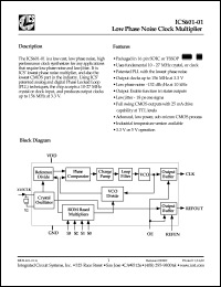 ICS601G-01 datasheet: Low phase noise clock multiplexer ICS601G-01