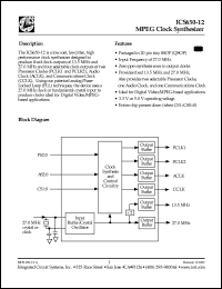 ICS650R-12 datasheet: MPEG clock synthesizer ICS650R-12