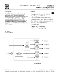 ICS650R-05T datasheet: HDTV clock synthesizer ICS650R-05T