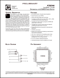 ICS8344BY datasheet: Low skew 1 to 24 differential to LVCMOS fanout buffer ICS8344BY