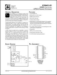 ICS8431CM-01 datasheet: 200MHz Low jitter LVPECL frequency synthesizer ICS8431CM-01