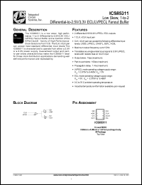 ICS85311AM datasheet: Low skew 1 to 2 differential to 2.5V/3.3V  ECL/LVPECL fanout buffer ICS85311AM