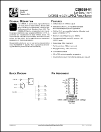 ICS8535AG-01 datasheet: Low skew 1 to 4 LVCMOS to 3.3V LVPECL fanout buffer ICS8535AG-01
