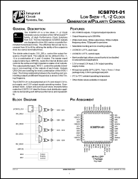 ICS8701-01YT datasheet: Low skew -1, -2 clock generator w/polarity control ICS8701-01YT