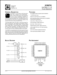ICS8701CYT datasheet: Low skew -1, -2 clock generator ICS8701CYT