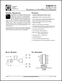 ICS8737AG-11 datasheet: Low skew -1, -2 differental to 3.3V LVPECL clock generator ICS8737AG-11