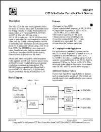 MK1422S datasheet: OPL3, OPL4+ codec portable clock source MK1422S