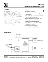 MK1449SITR datasheet: Sound/SCSI+fast ethernet clock MK1449SITR
