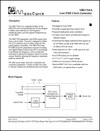 MK1704A datasheet: Low EMI clock generator MK1704A