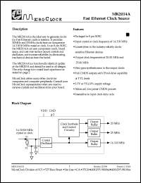 MK2014A datasheet: Fast ethernet clock source MK2014A