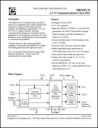 MK2049-36SI datasheet: 3.3V Communication clock PLL MK2049-36SI