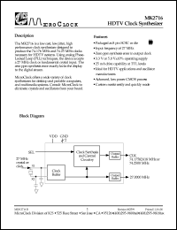 MK2716S datasheet: NDTV clock synthesizer MK2716S