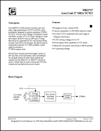 MK2727S datasheet: Low cost 27MHz VCXO MK2727S