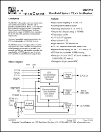 MK3233-01STR datasheet: Handheld system clock synthesizer MK3233-01STR